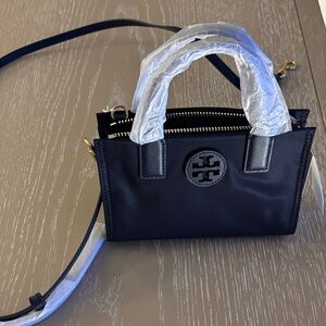 Tory Burch Black Nylon Mini Satchel with Gold Hardware